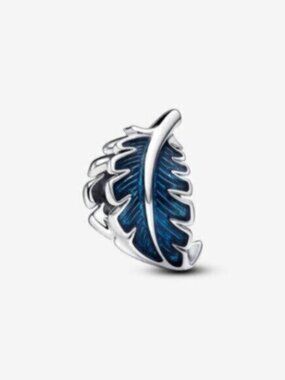 Pandora Blue Curved Feather Charm